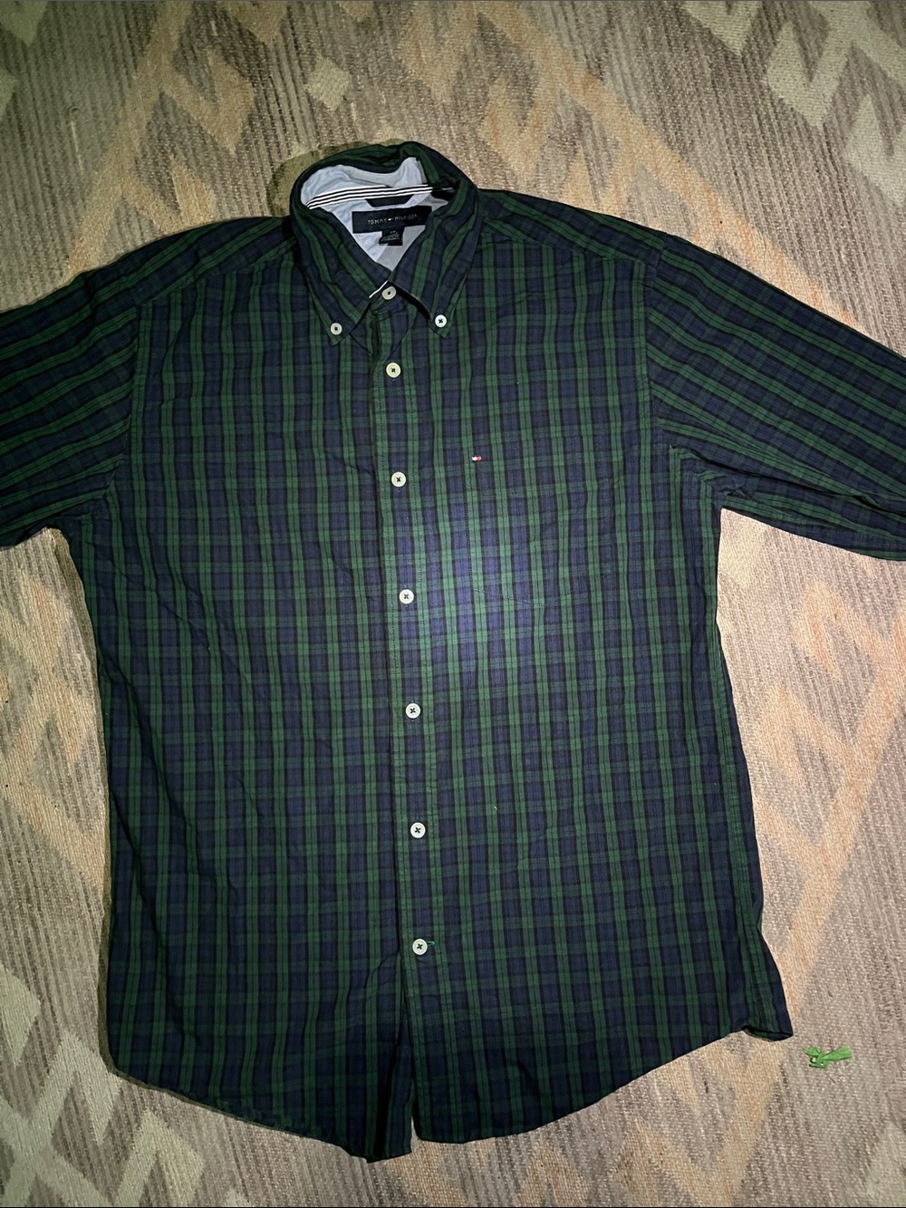 Tommy Hilfiger Navy & Green Plaid Shirt